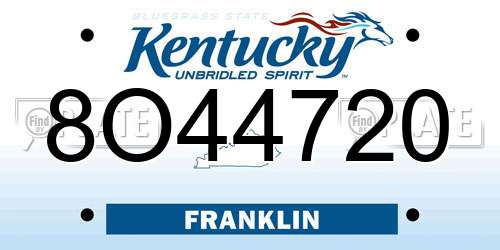 8O44720 Kentucky License Plate