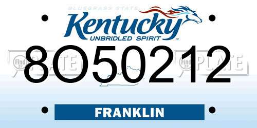 8O50212 Kentucky License Plate
