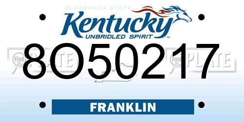 8O50217 Kentucky License Plate