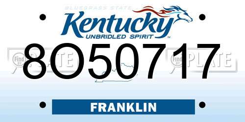 8O50717 Kentucky License Plate