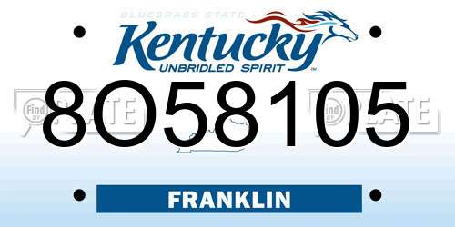 8O58105 Kentucky License Plate