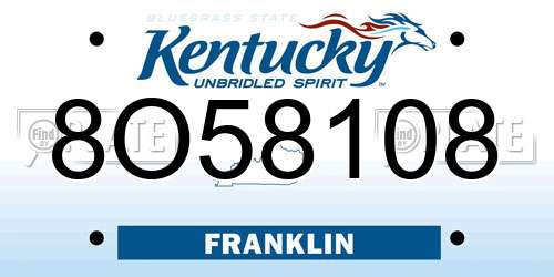 8O58108 Kentucky License Plate
