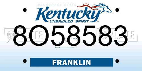 8O58583 Kentucky License Plate