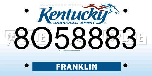 8O58883 Kentucky License Plate