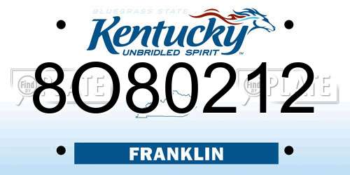 8O80212 Kentucky License Plate