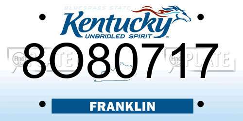 8O80717 Kentucky License Plate