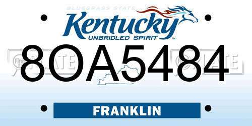 8OA5484 Kentucky License Plate