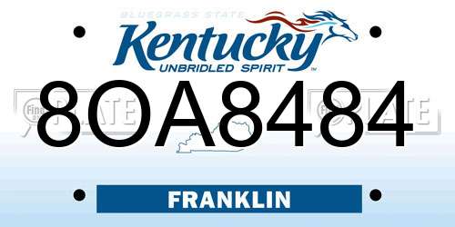 8OA8484 Kentucky License Plate