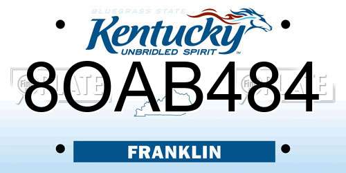 8OAB484 Kentucky License Plate