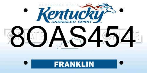 8OAS454 Kentucky License Plate