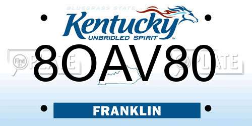 8OAV80 Kentucky License Plate
