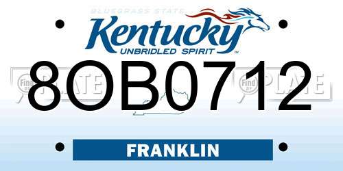 8OB0712 Kentucky License Plate