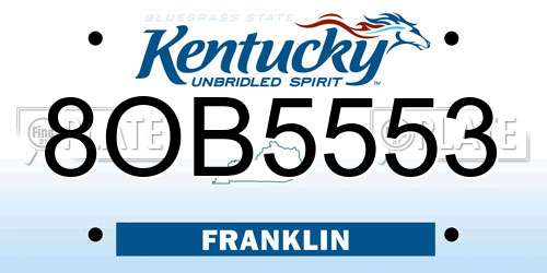 8OB5553 Kentucky License Plate