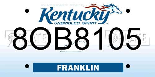 8OB8105 Kentucky License Plate