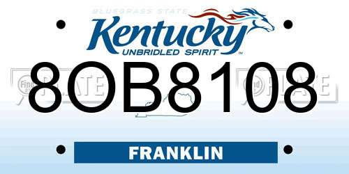 8OB8108 Kentucky License Plate