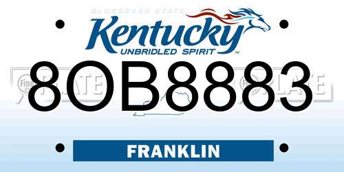 8OB8883 Kentucky License Plate