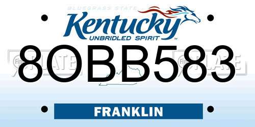 8OBB583 Kentucky License Plate