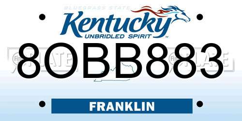 8OBB883 Kentucky License Plate