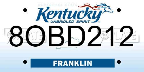 8OBD212 Kentucky License Plate