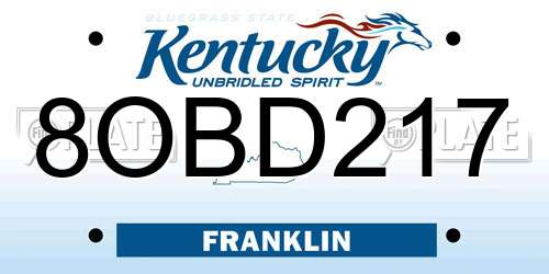 8OBD217 Kentucky License Plate
