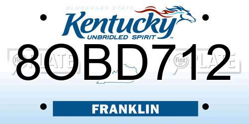 8OBD712 Kentucky License Plate