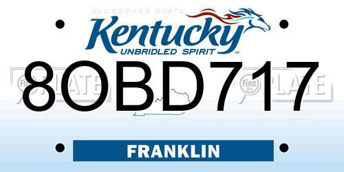 8OBD717 Kentucky License Plate