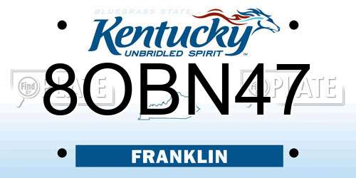 8OBN47 Kentucky License Plate