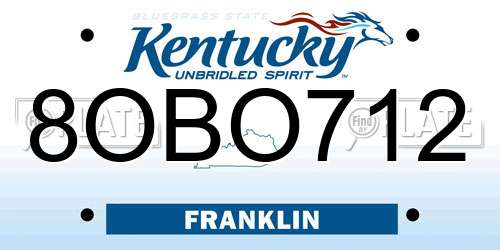 8OBO712 Kentucky License Plate