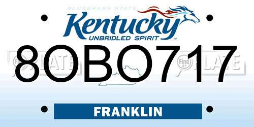 8OBO717 Kentucky License Plate
