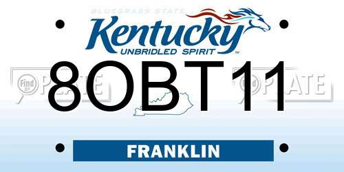 8OBT11 Kentucky License Plate