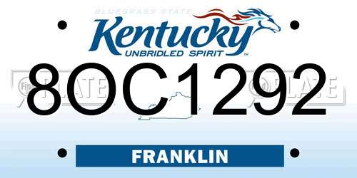 8OC1292 Kentucky License Plate