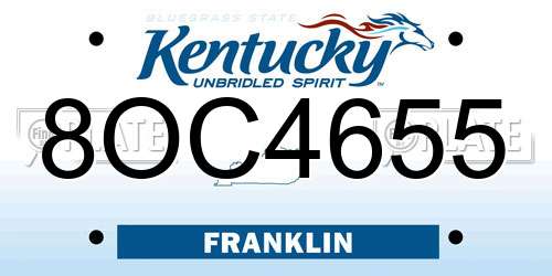8OC4655 Kentucky License Plate