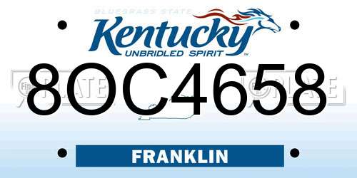 8OC4658 Kentucky License Plate