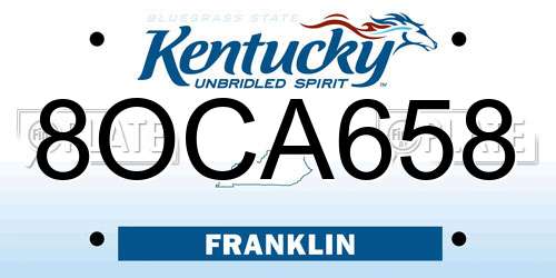 8OCA658 Kentucky License Plate