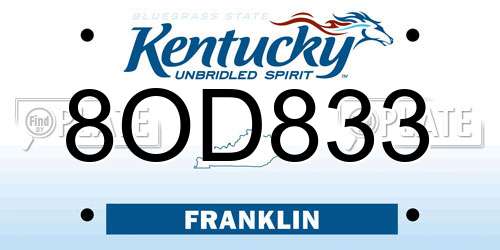 8OD833 Kentucky License Plate