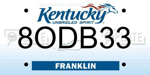 8ODB33 Kentucky License Plate