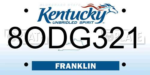 8ODG321 Kentucky License Plate