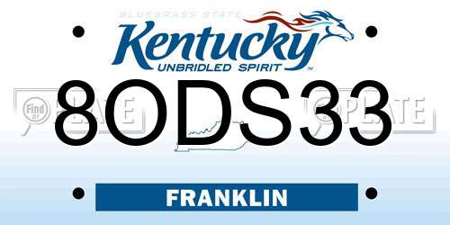 8ODS33 Kentucky License Plate