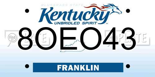 8OEO43 Kentucky License Plate
