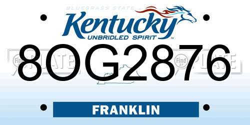 8OG2876 Kentucky License Plate