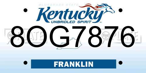 8OG7876 Kentucky License Plate
