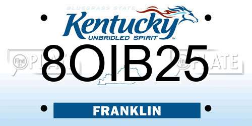 8OIB25 Kentucky License Plate