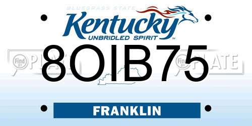 8OIB75 Kentucky License Plate