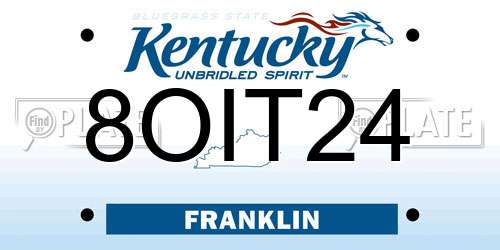 8OIT24 Kentucky License Plate