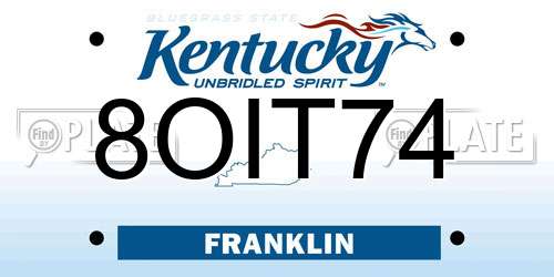 8OIT74 Kentucky License Plate