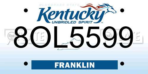 8OL5599 Kentucky License Plate