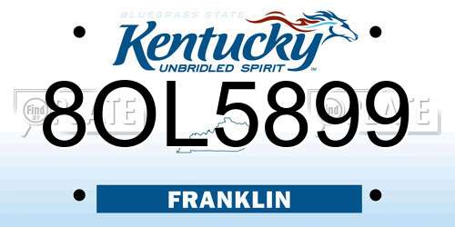 8OL5899 Kentucky License Plate