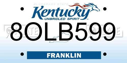 8OLB599 Kentucky License Plate