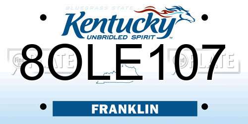 8OLE107 Kentucky License Plate