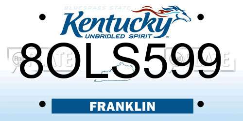 8OLS599 Kentucky License Plate